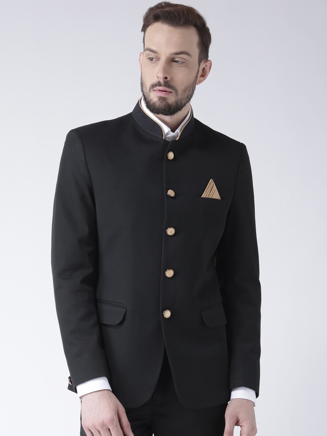 

hangup trend Men Black Solid Single Breasted Blazers