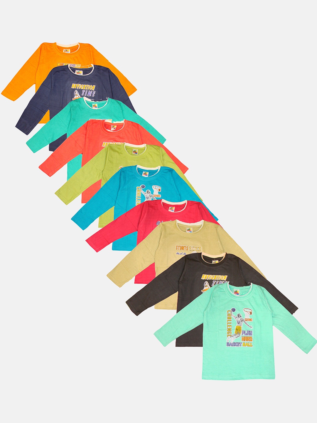 

KIFAYATI BAZAR Pack of 10 Kids Multicoloured Printed T-shirt, Multi