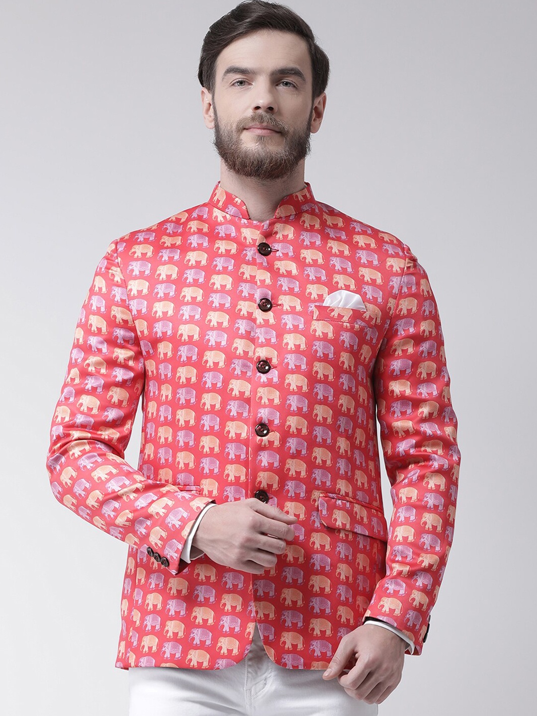 

hangup trend Men Red Printed Single Breasted Party Blazer