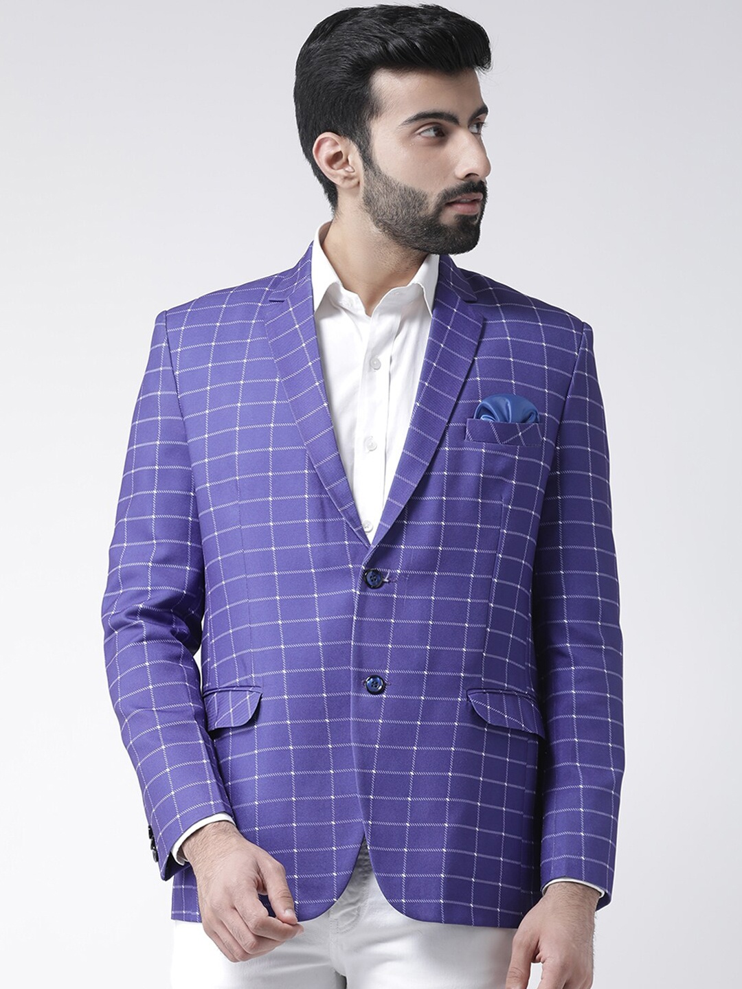 

hangup trend Men Purple Checked Single Breasted Formal Blazer