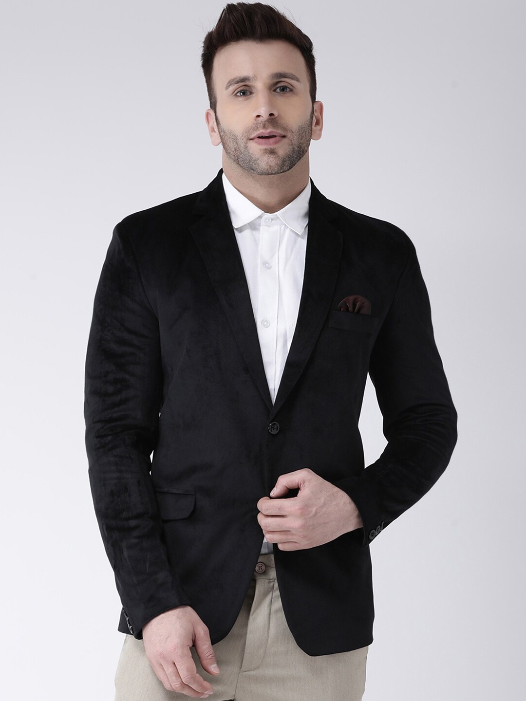 

hangup trend Men Black Solid Single-Breasted Formal Blazer