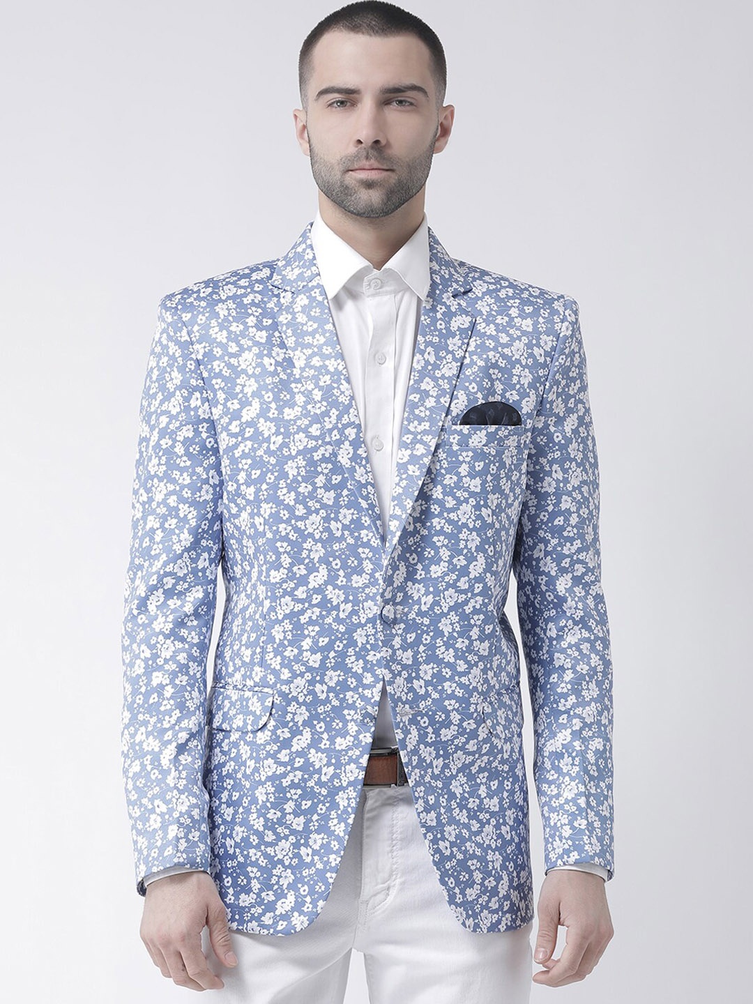 

hangup trend Men Blue Printed Single Breasted Party Blazer