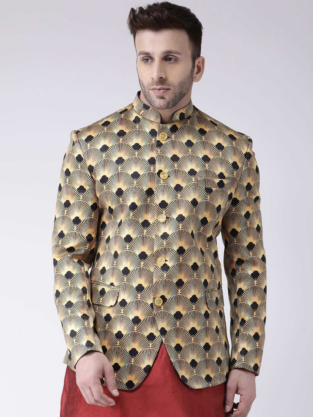 

hangup trend Men Brown Printed Single Breasted Party Blazer