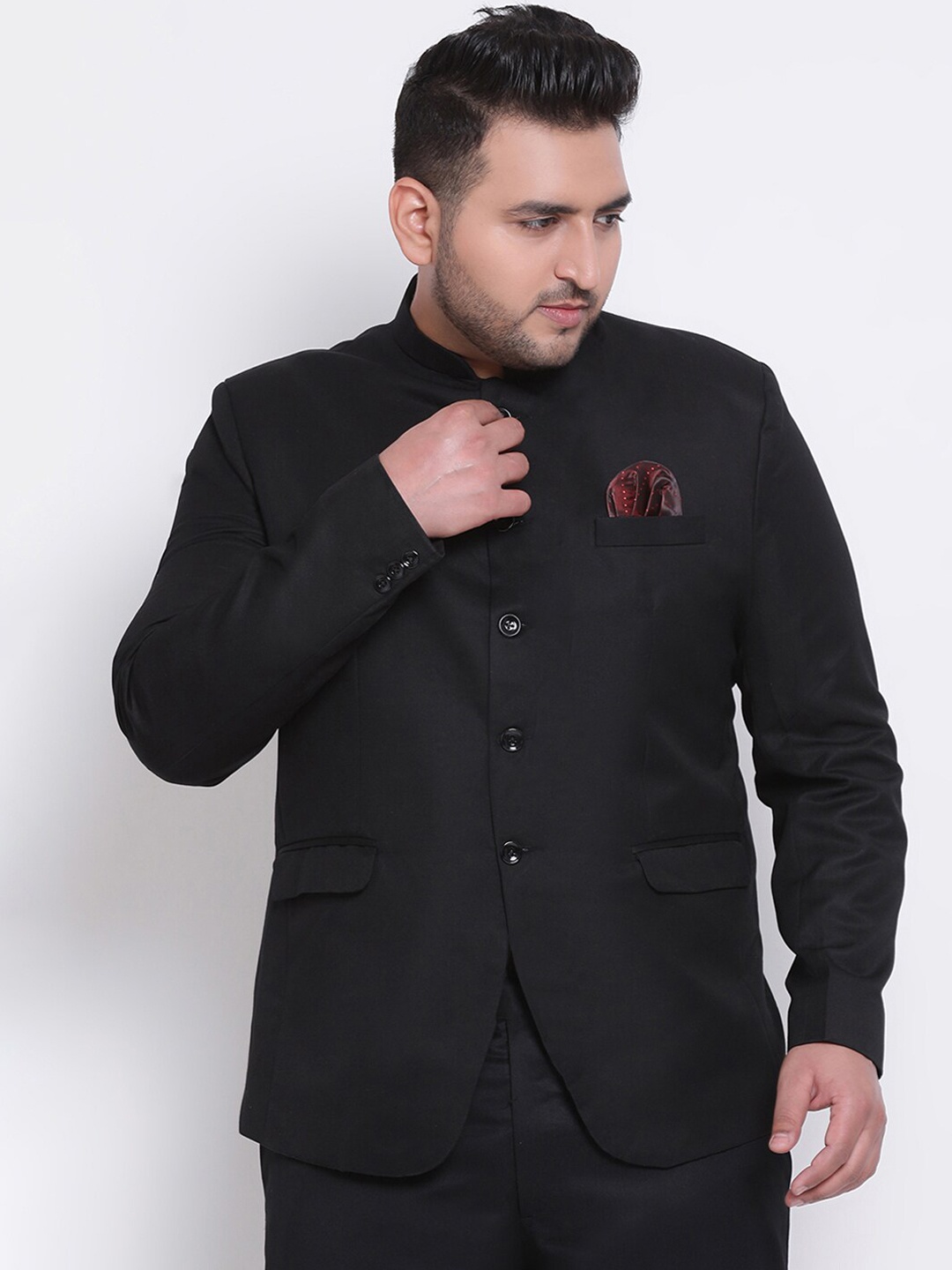 

hangup trend Men Black Solid Bandhgala Blazer