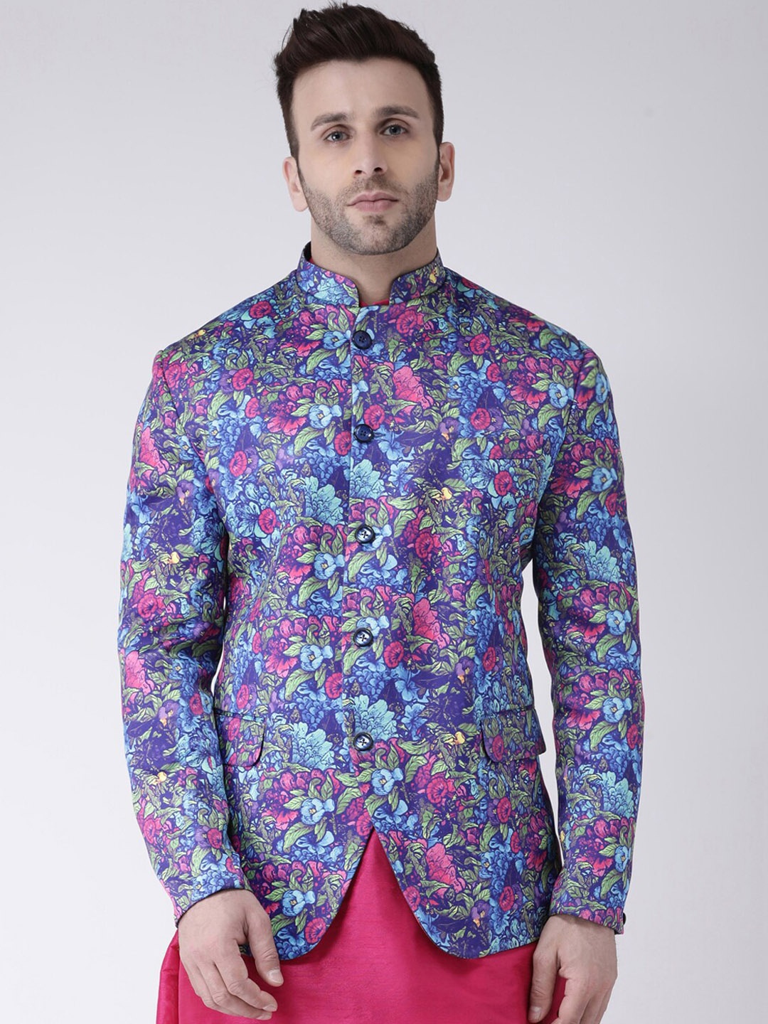 hangup trend Men Purple Printed Single Breasted Party Blazers