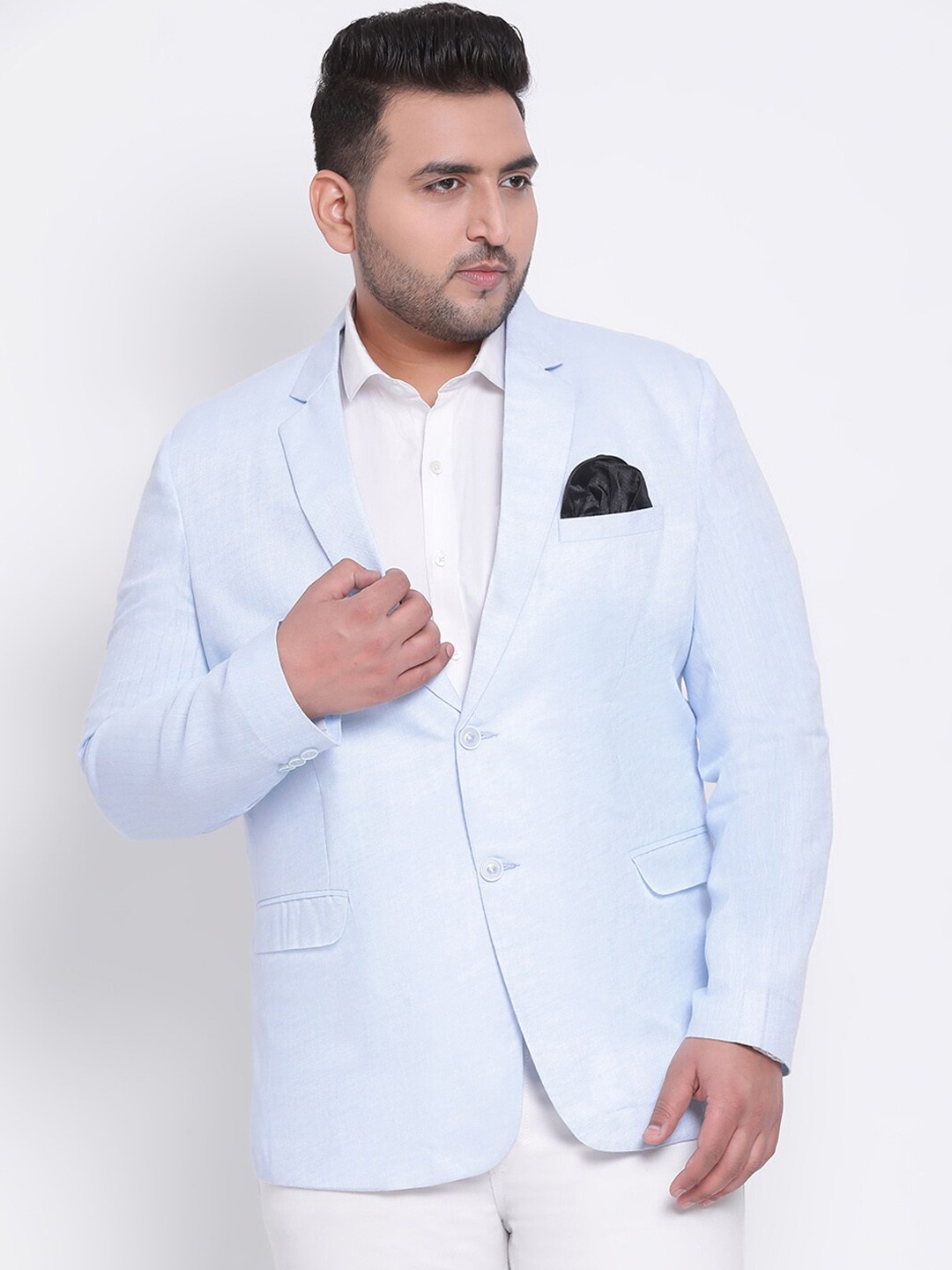 

hangup trend Men Blue Solid Single Breasted Linen Casual Blazer