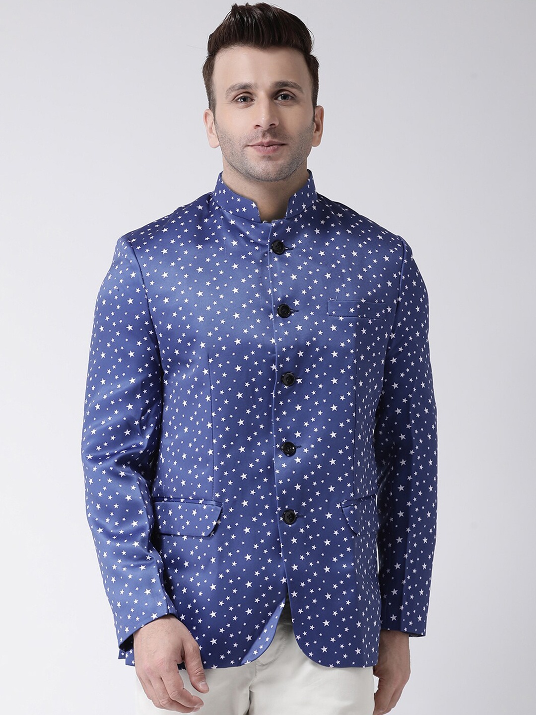 

hangup trend Men Blue Printed Single Breasted Party Blazers