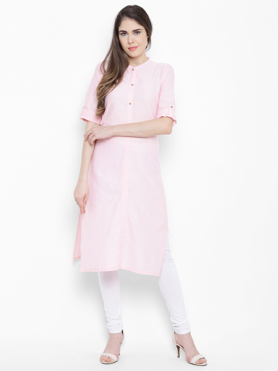 

AURELIA Women Pink Solid Straight Kurta