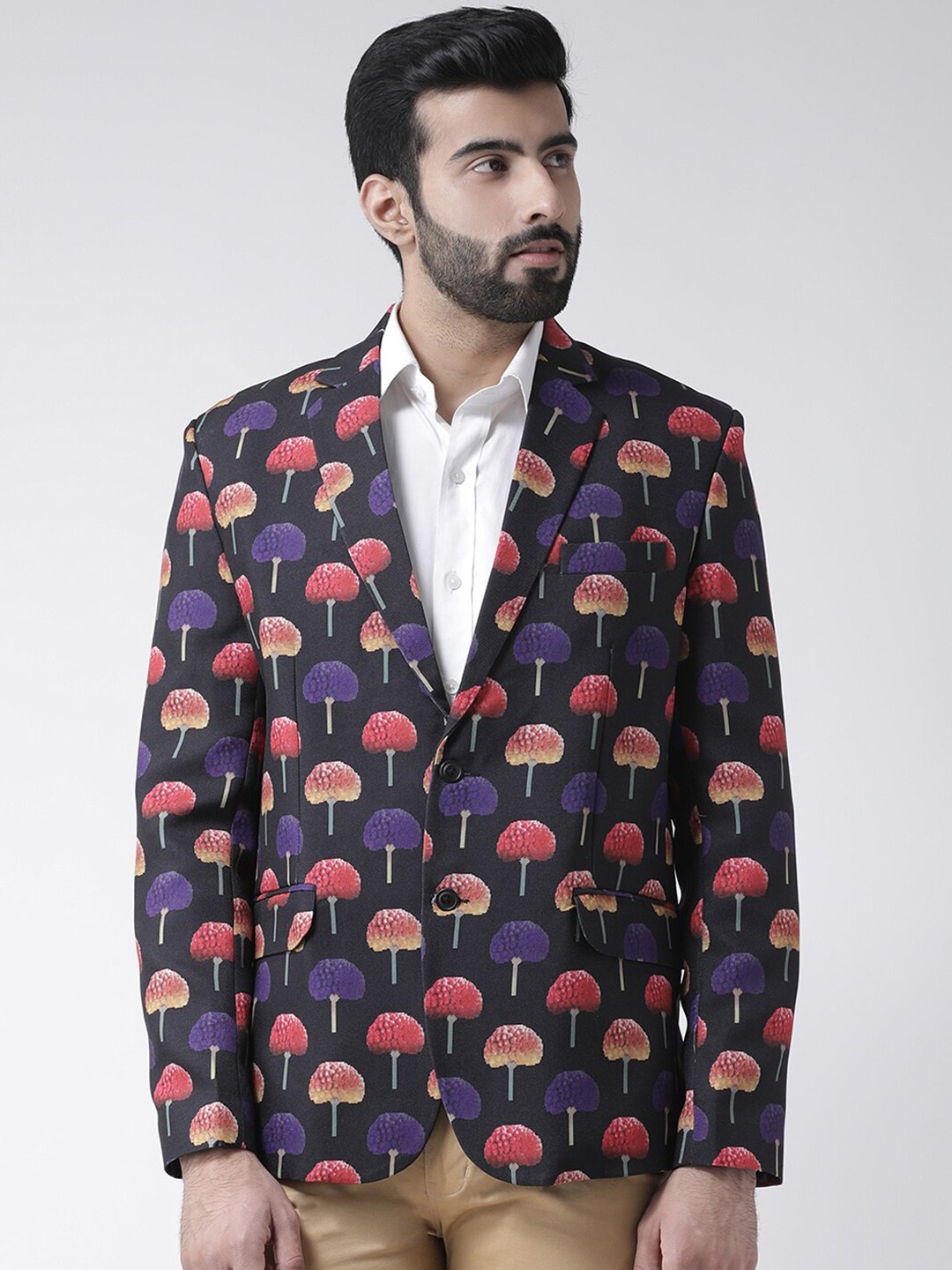 

hangup trend Men Black Printed Single Breasted Formal Blazers