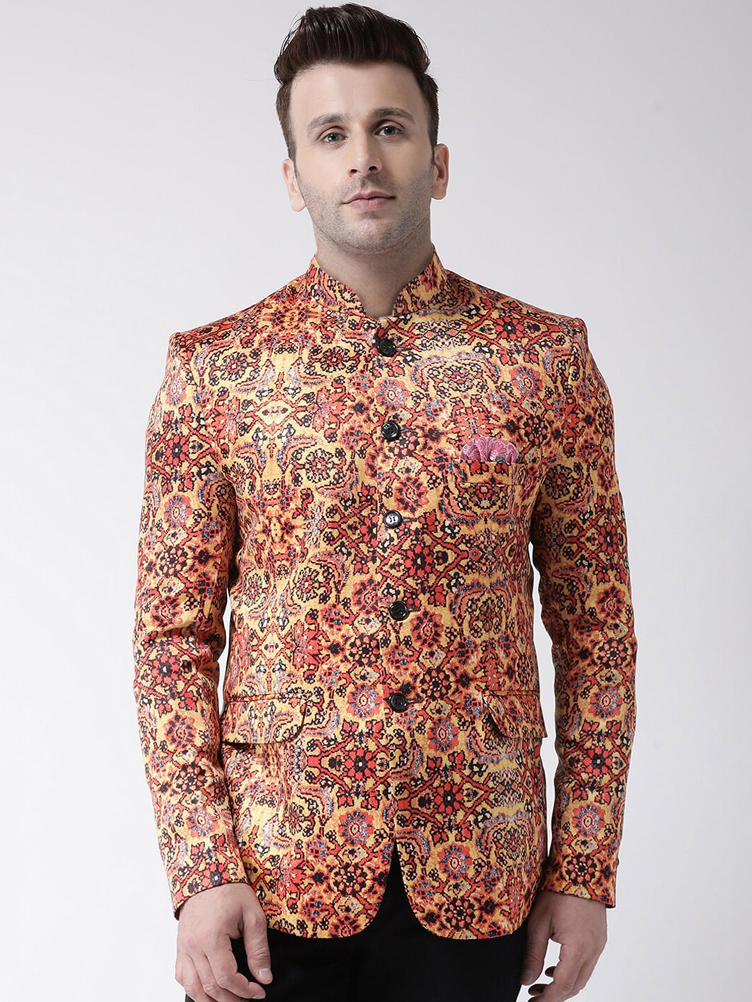 

hangup trend Men Yellow & Orange Printed Single Breasted Party Blazers