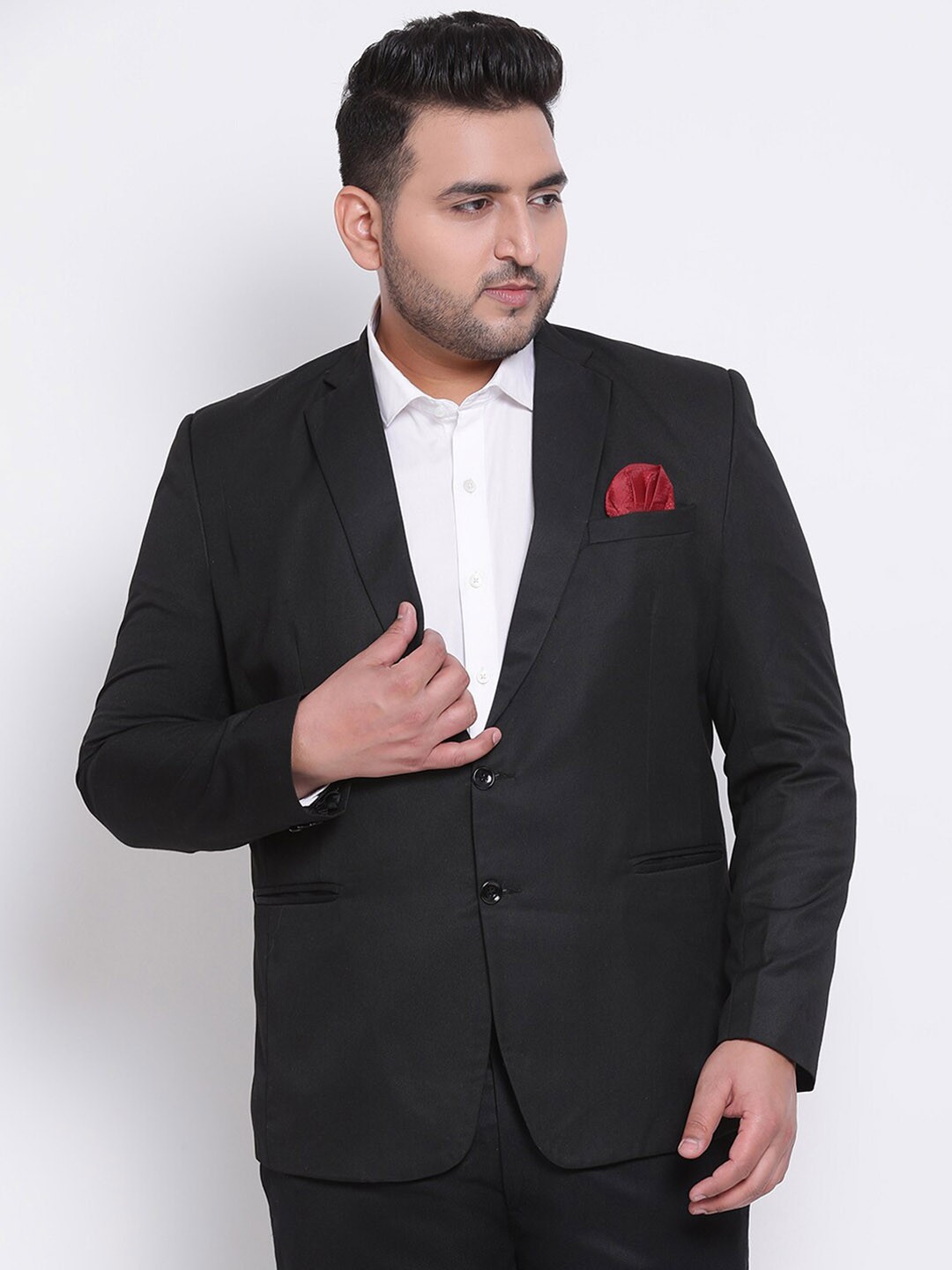 

hangup trend Men Black Solid Linen Single Breasted Blazers