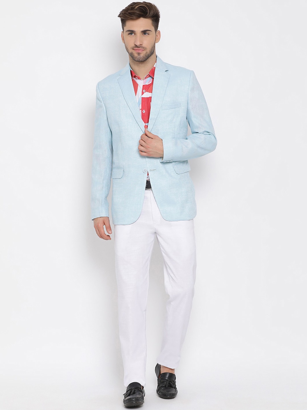 

hangup trend Men Blue Solid Single-Breasted 3-Piece Party Suit