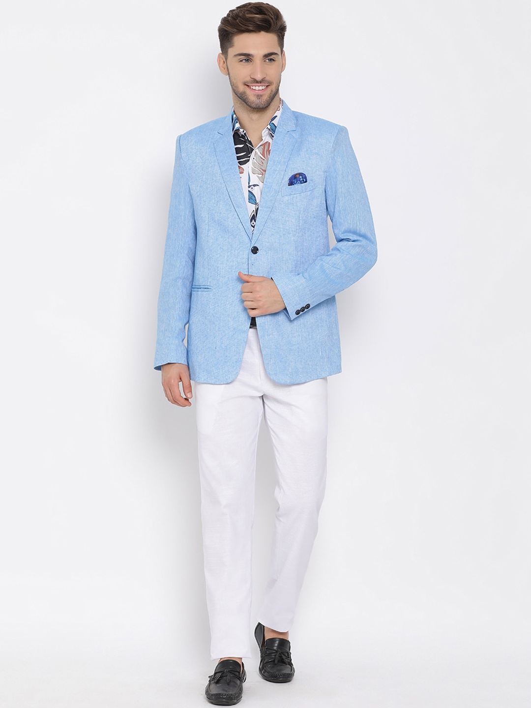 

hangup trend Men Blue Solid Single-Breasted 3-Piece Party Suit