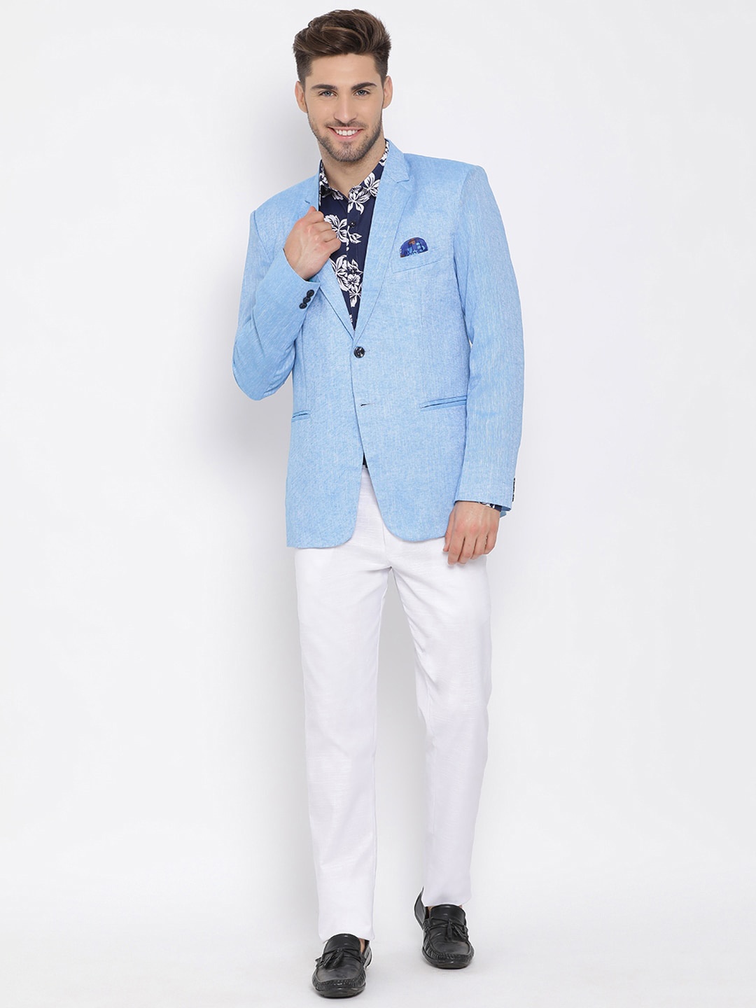 

hangup trend Men Blue Solid Single-Breasted 3-Piece Party Suit