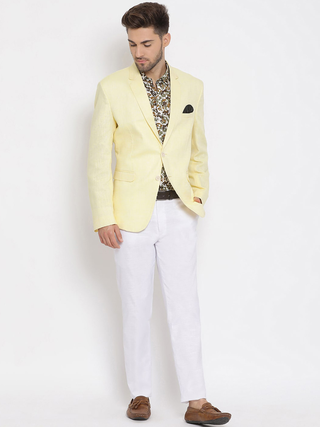 

hangup trend Men Yellow Solid Single-Breasted 3-Piece Party Suit