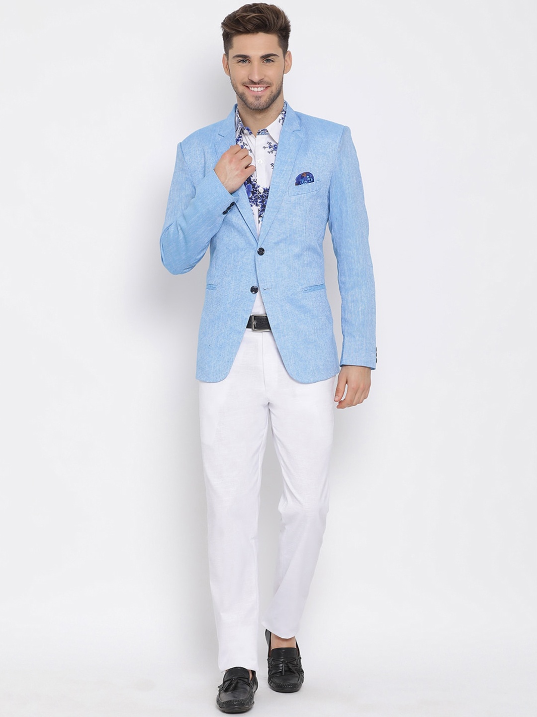 

hangup trend Men Blue Solid Single-Breasted 3-Piece Party Suit