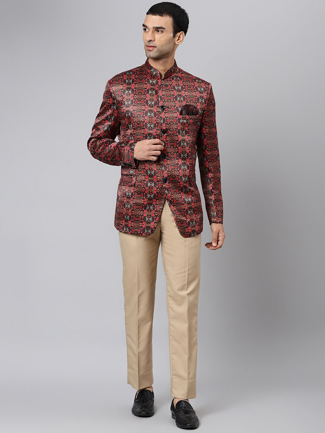 

hangup trend Men Brown Printed Single-Breasted Two-Piece Casual Suit