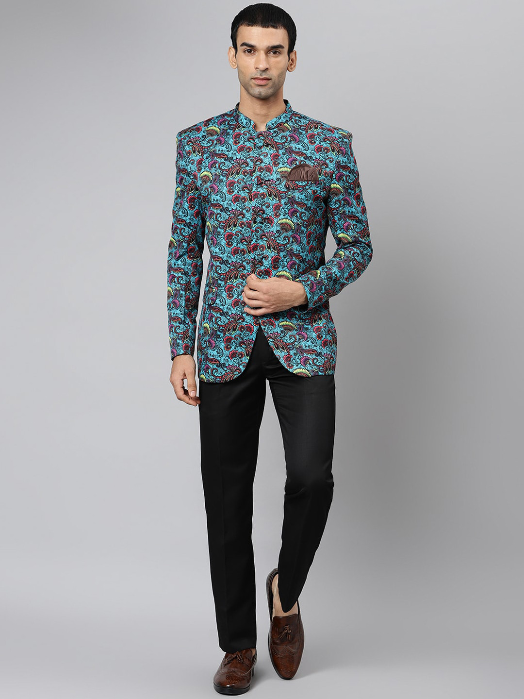 

Hangup trend Men Green & Black Bandhgala 2-Piece Suit