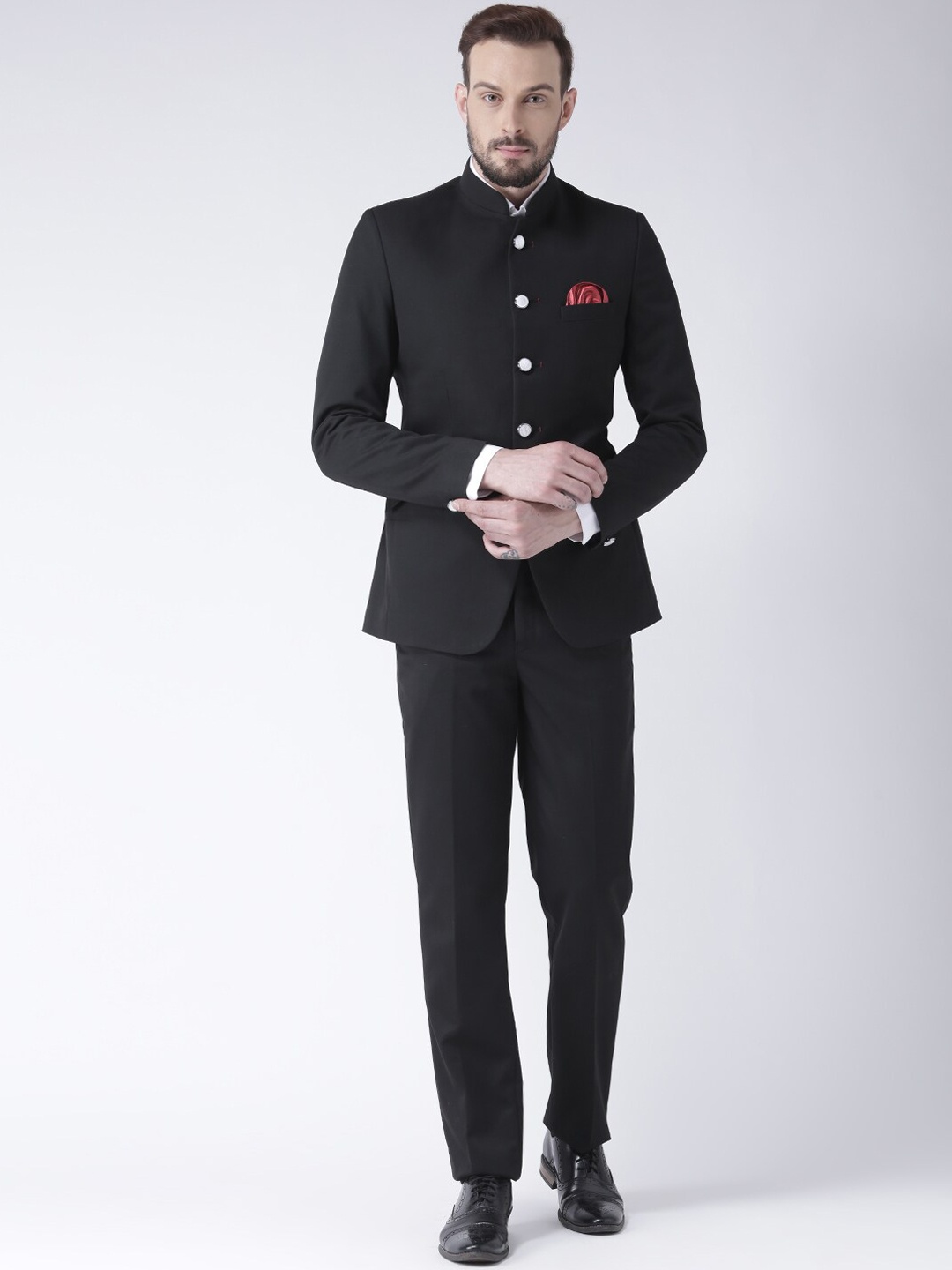 

hangup trend Men Black Solid Bandhgala 2-Piece Formal Suit