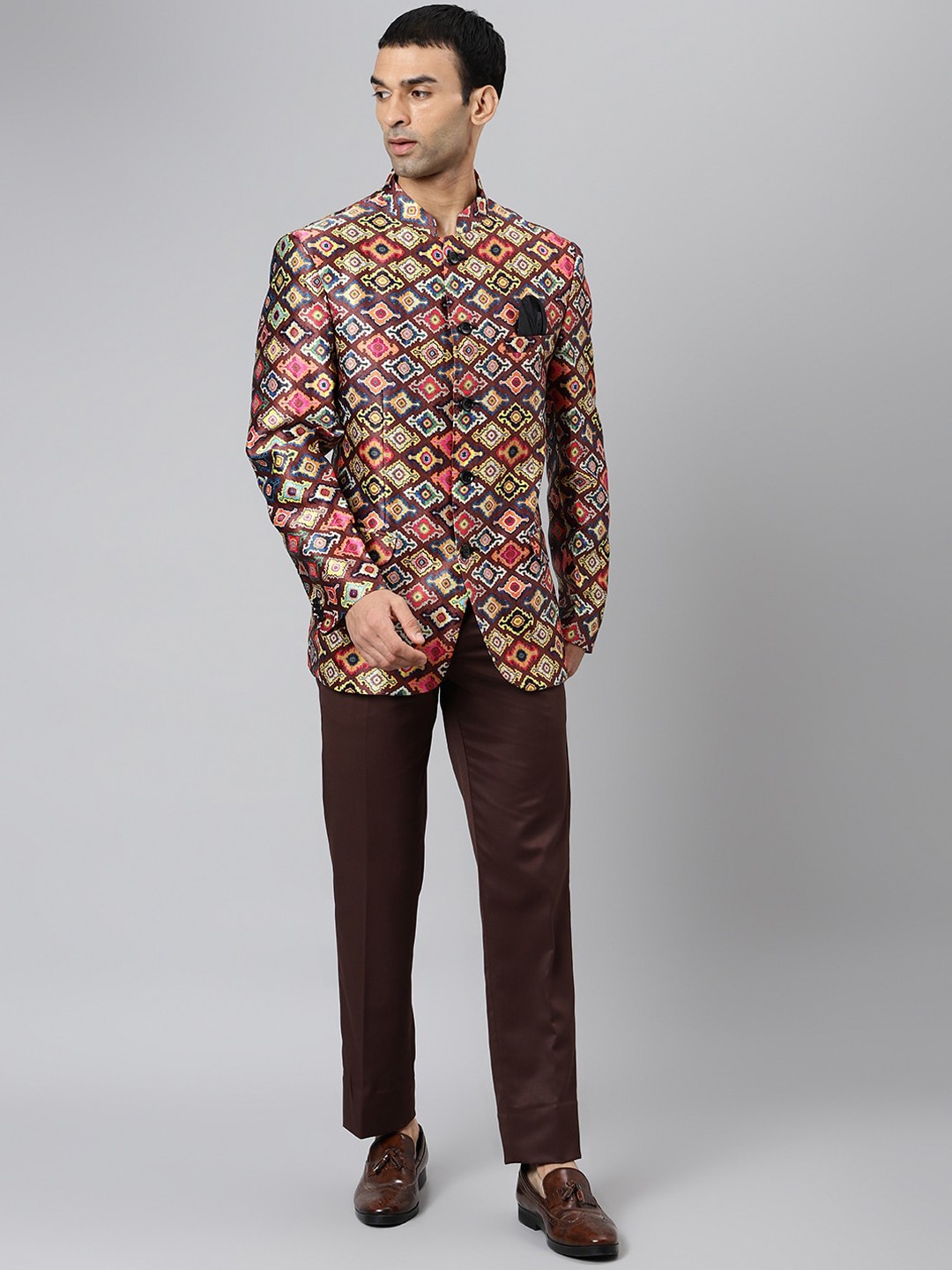 

Hangup trend Men Brown Bandhgala 2-Piece Suit
