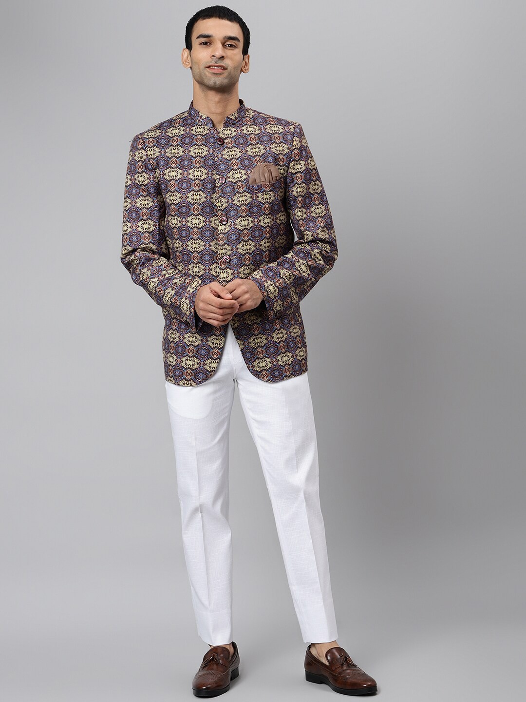 

hangup trend Men Purple Printed Single-Breasted Two-Piece Party Suit