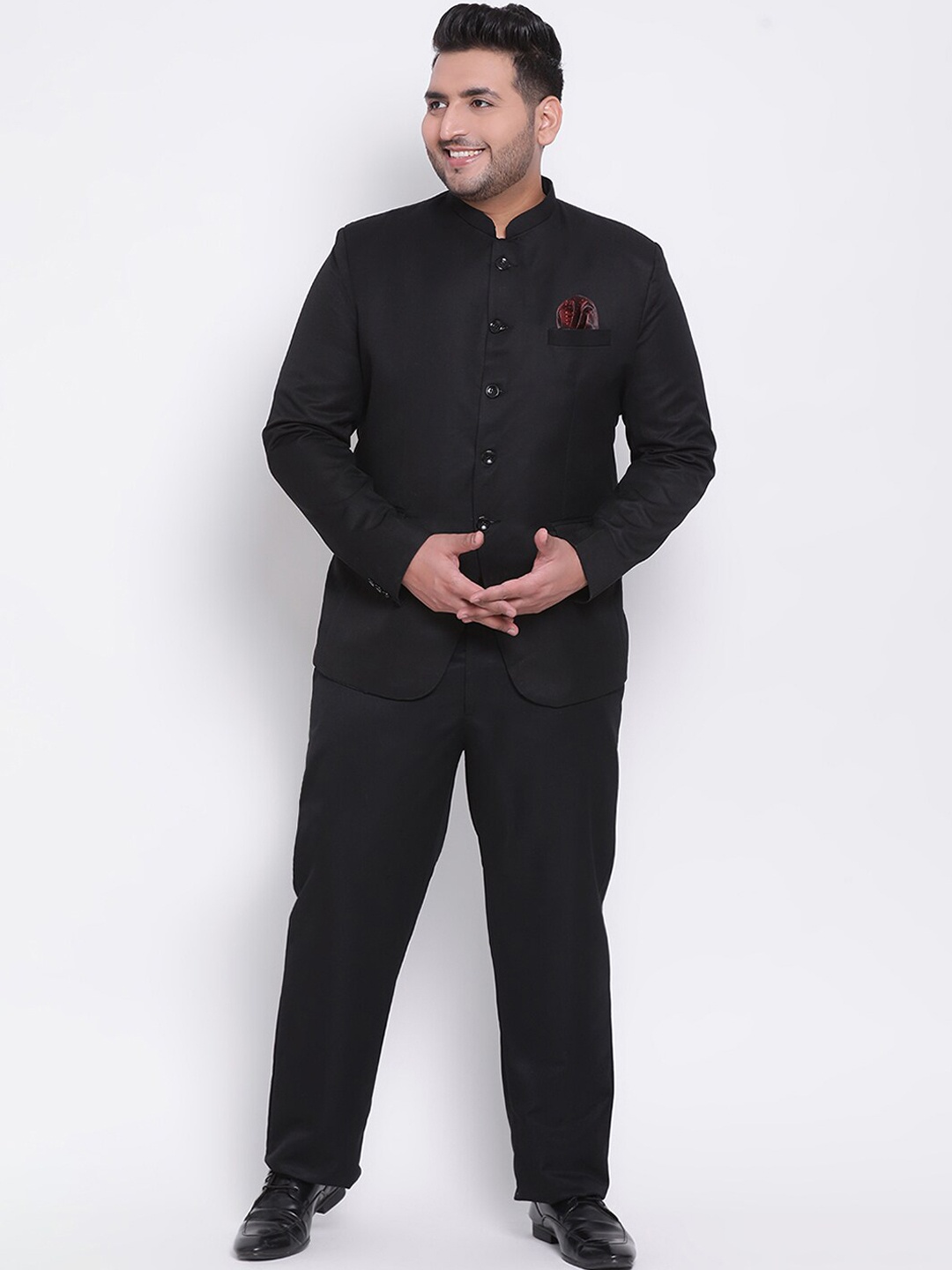 

hangup trend Men Black Solid 2-Piece Bandhgala Suit