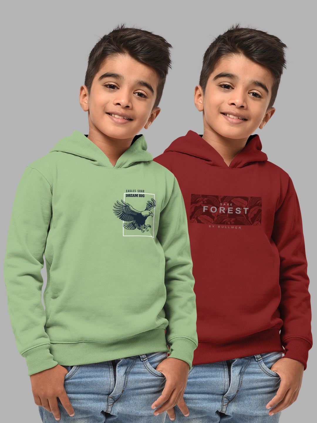 

HELLCAT Boys Green Printed Hooded Cotton Sweatshirt