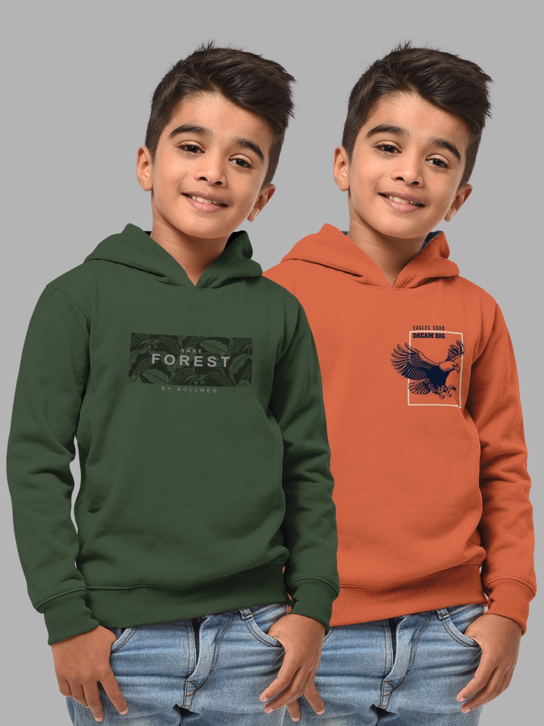 

HELLCAT Boys Olive Green Printed Hooded Sweatshirt