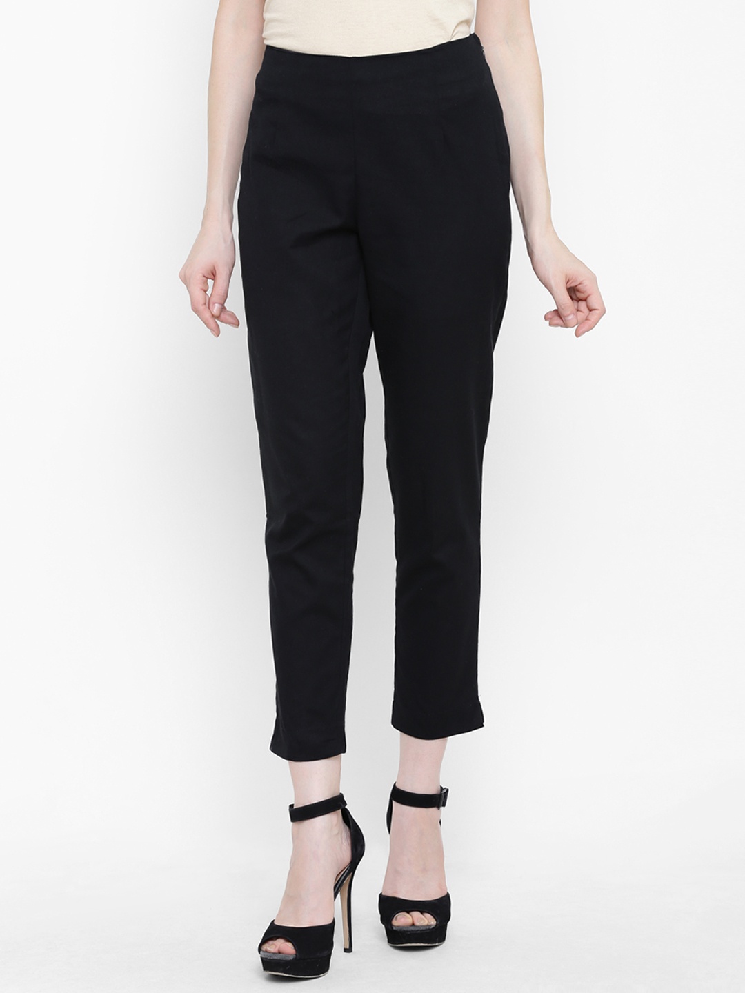 

AURELIA Women Black Solid Trousers, Na