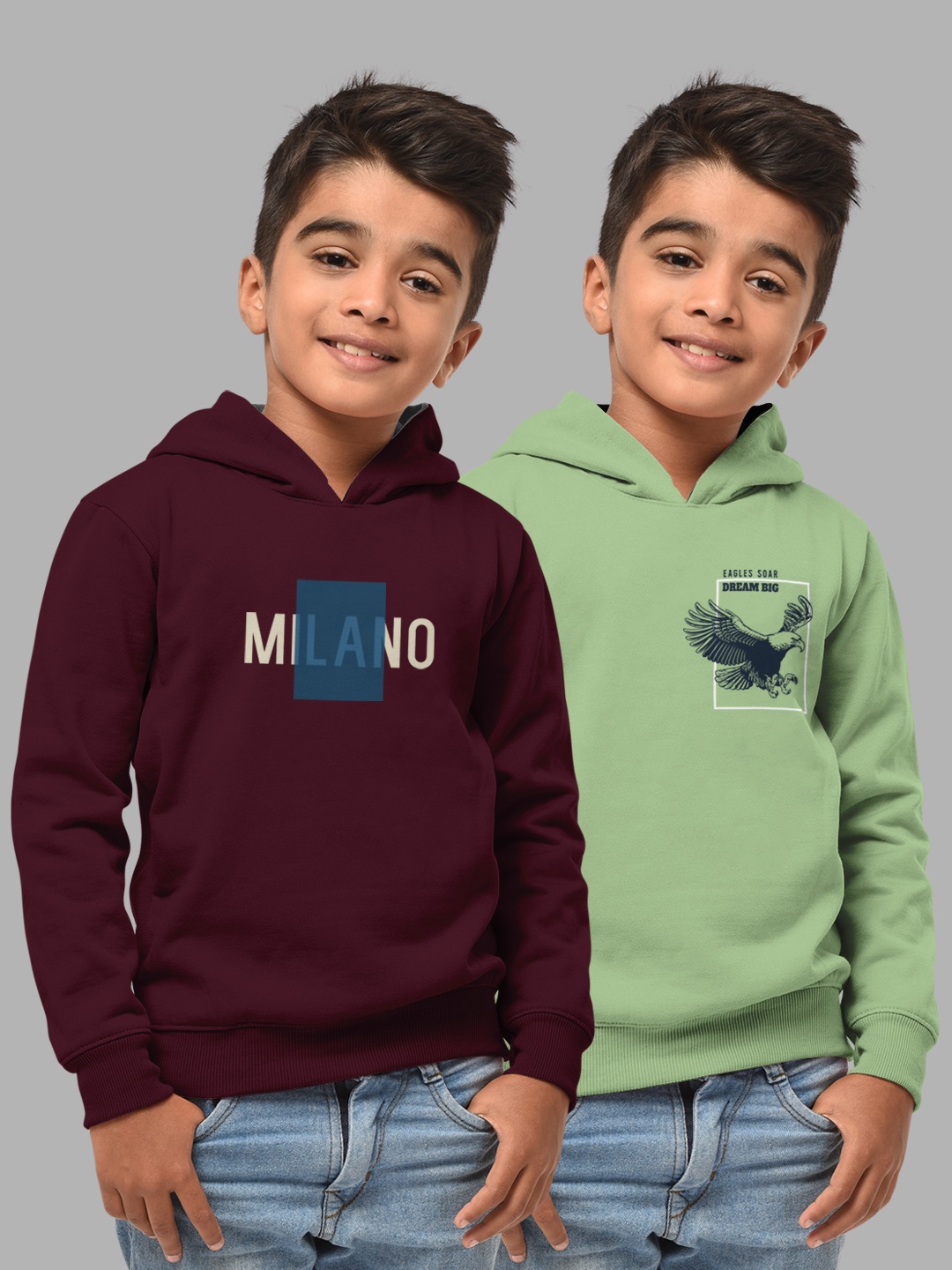 

HELLCAT Boys Burgundy & Green Pack Of 2 Printed Hooded Sweatshirt