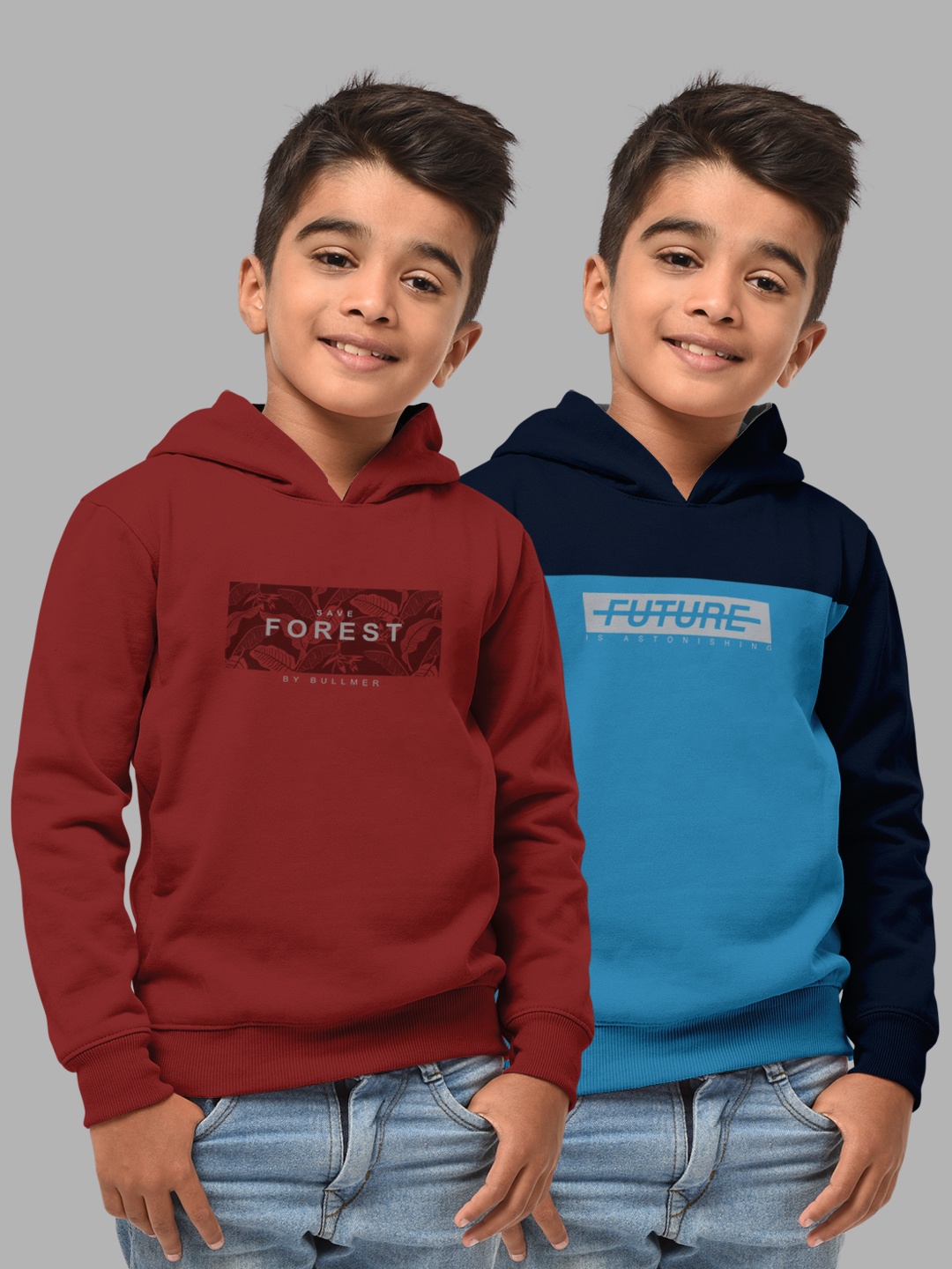 

HELLCAT Boys Pack Of 2 Rust Printed Hooded Sweatshirt