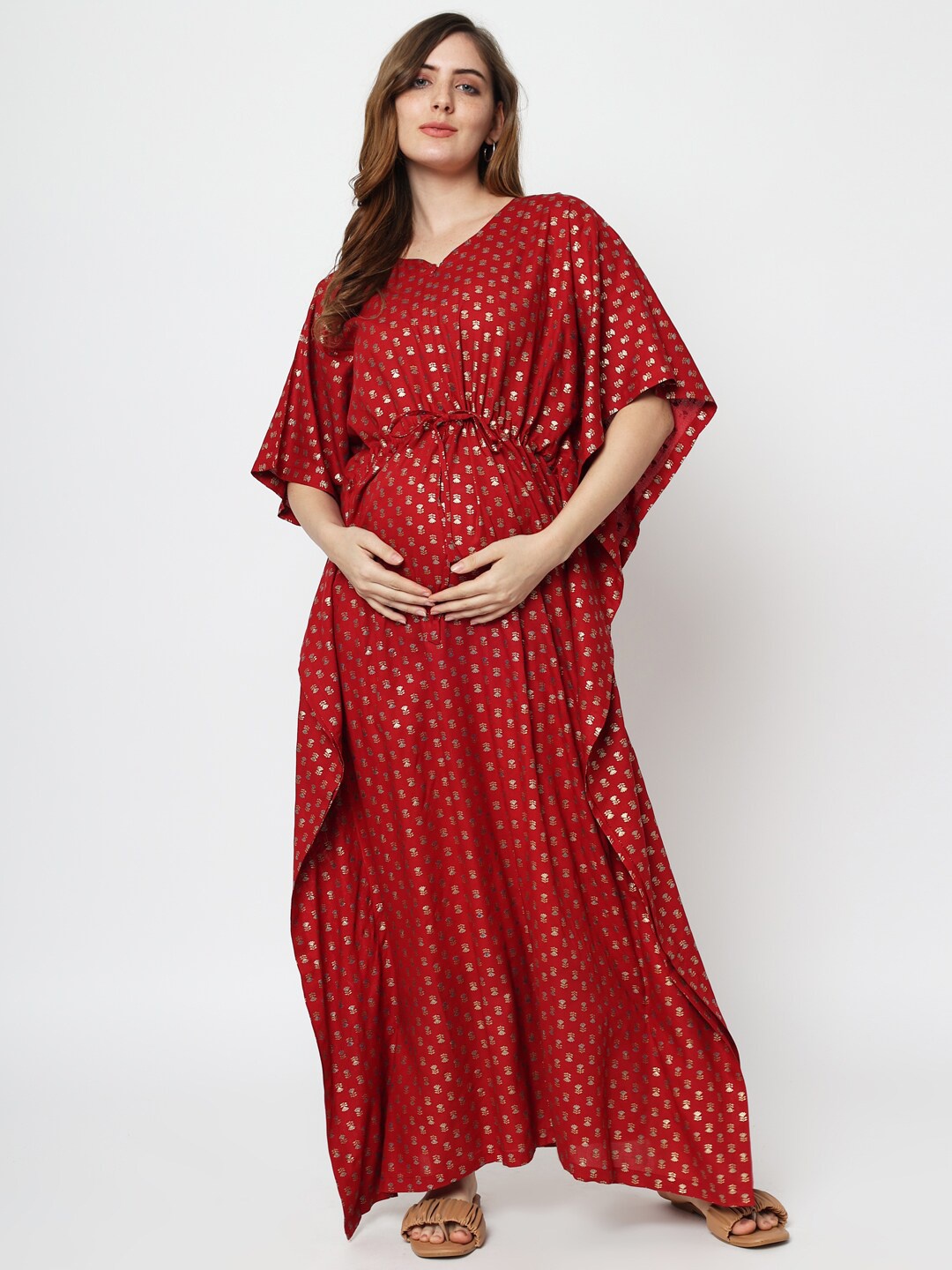 

Aujjessa Maroon Maternity Maxi Dress