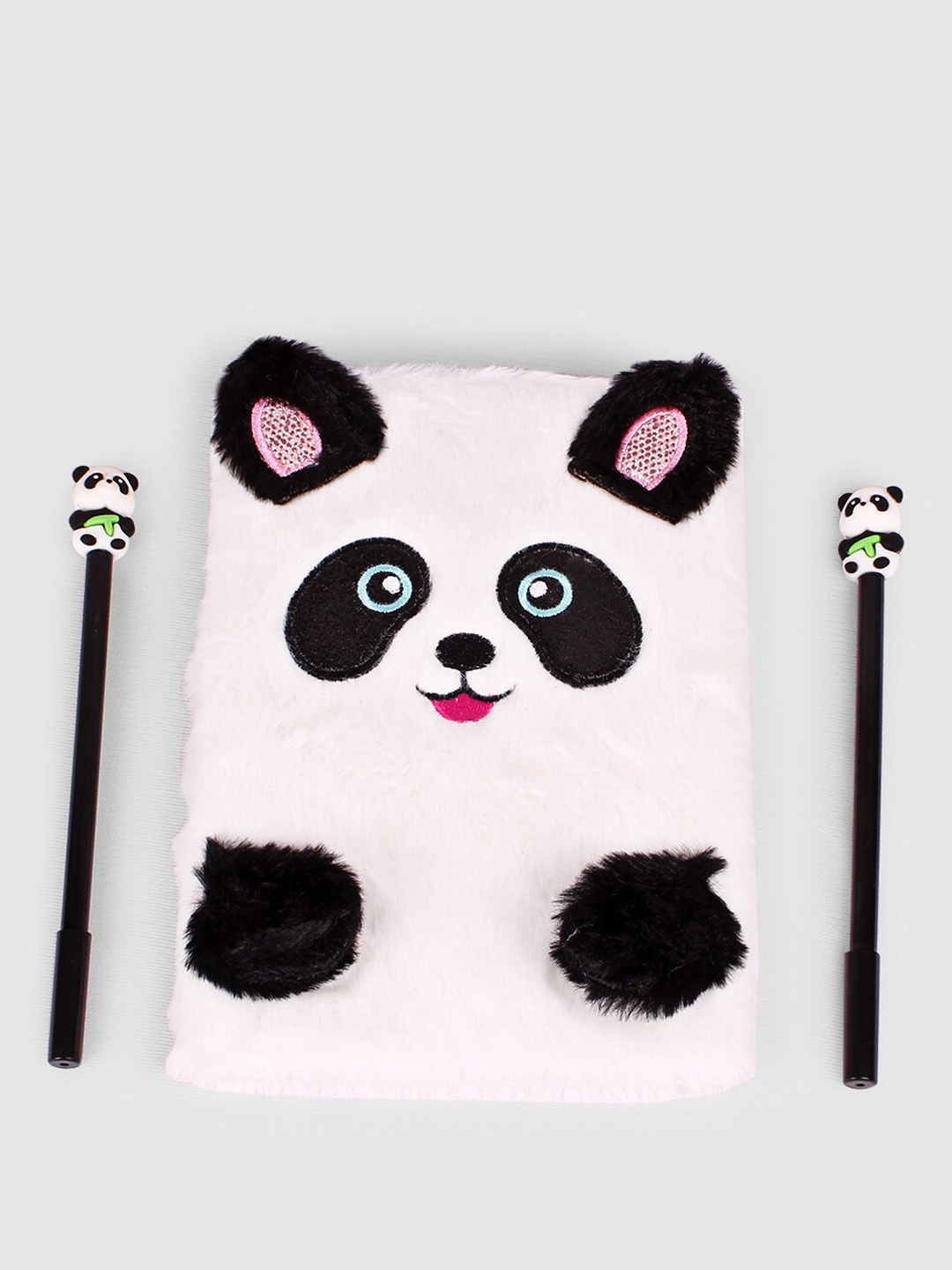 

DukieKooky Kids Set Of 3 White & Black Printed Panda Notebook With Pen