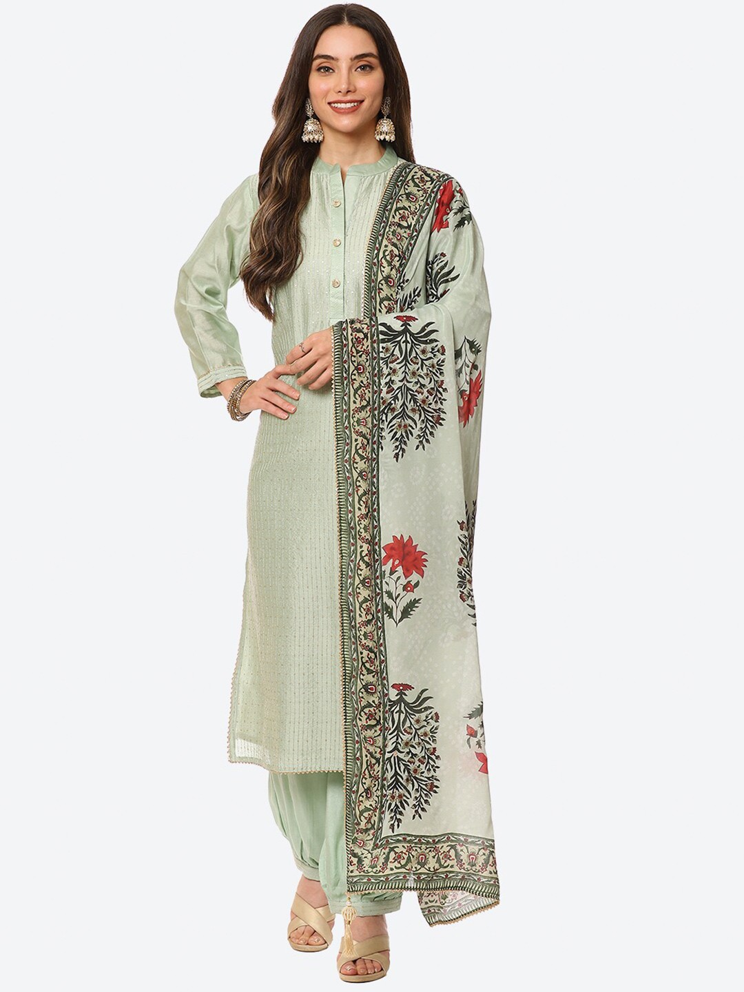 

Biba Embroidered Unstitched Dress Material, Green