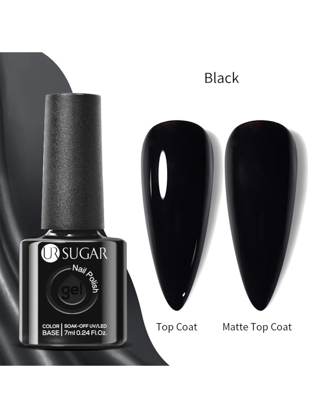 

BORN PRETTY UR Sugar Soak-Off UV Gel Long Lasting Nail Polish 7 ml - URH074, Black