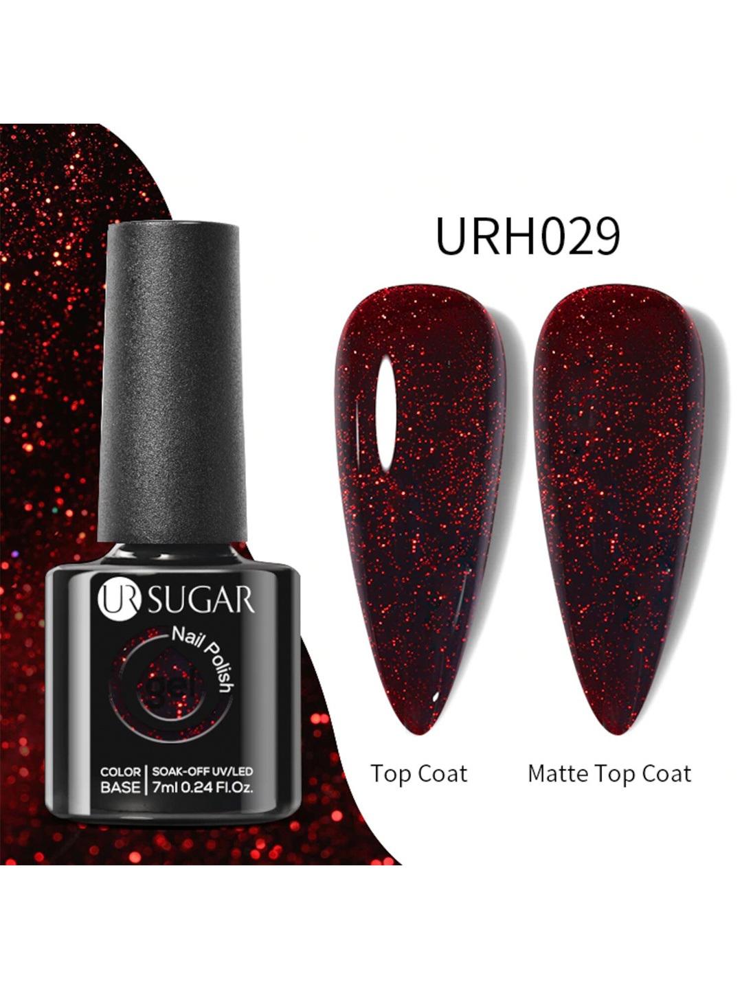 

BORN PRETTY UR Sugar Soak-Off UV Gel Long Lasting Nail Polish 7 ml - URH029, Red