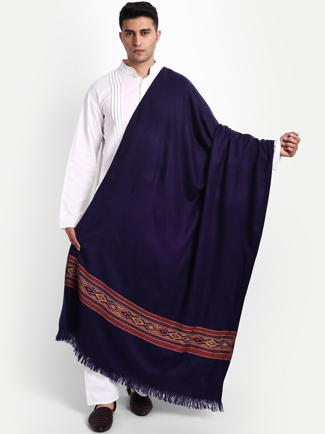 

Zamour Men Blue Woven-Design Shawl