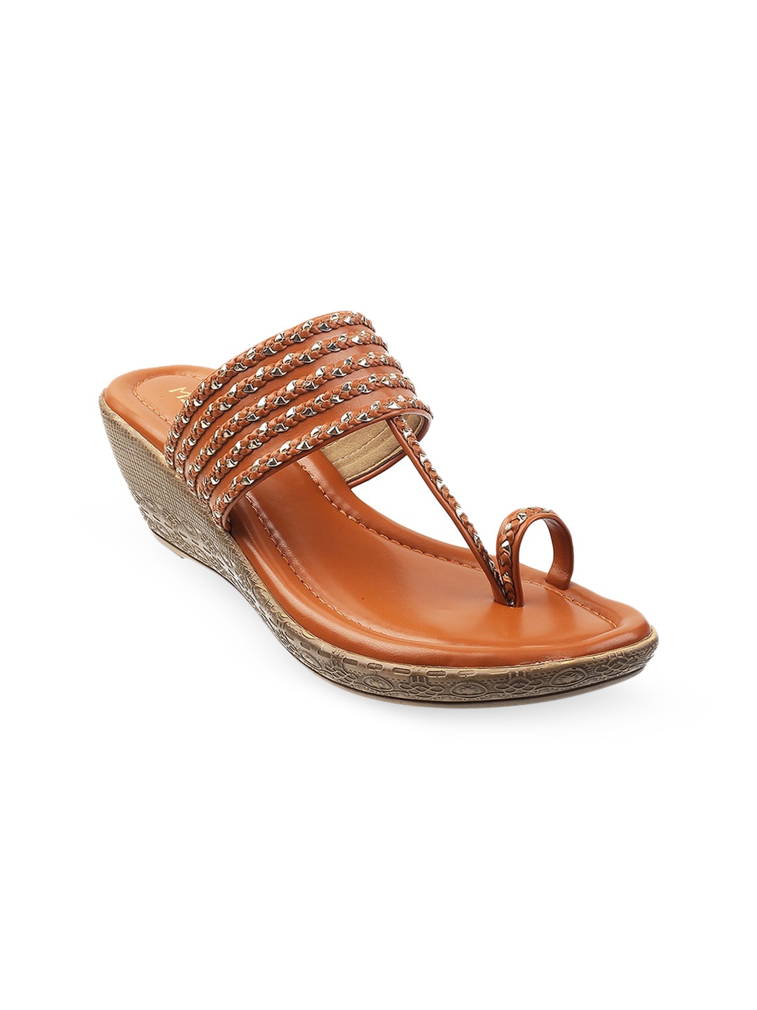 

Metro Tan Embellished Wedge Sandals