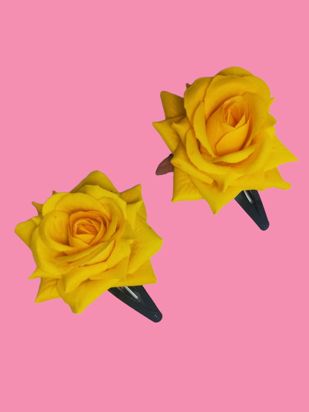 

LYF5STAR Women Set of 2 Embellished Tic Tac Hair Clips, Yellow