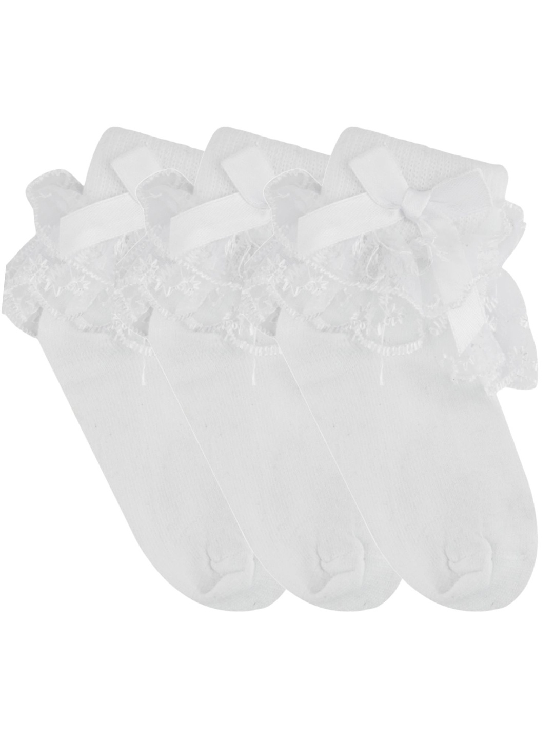 

N2S NEXT2SKIN Girls Pack Of 3 Patterned Ankle-Length Socks, White