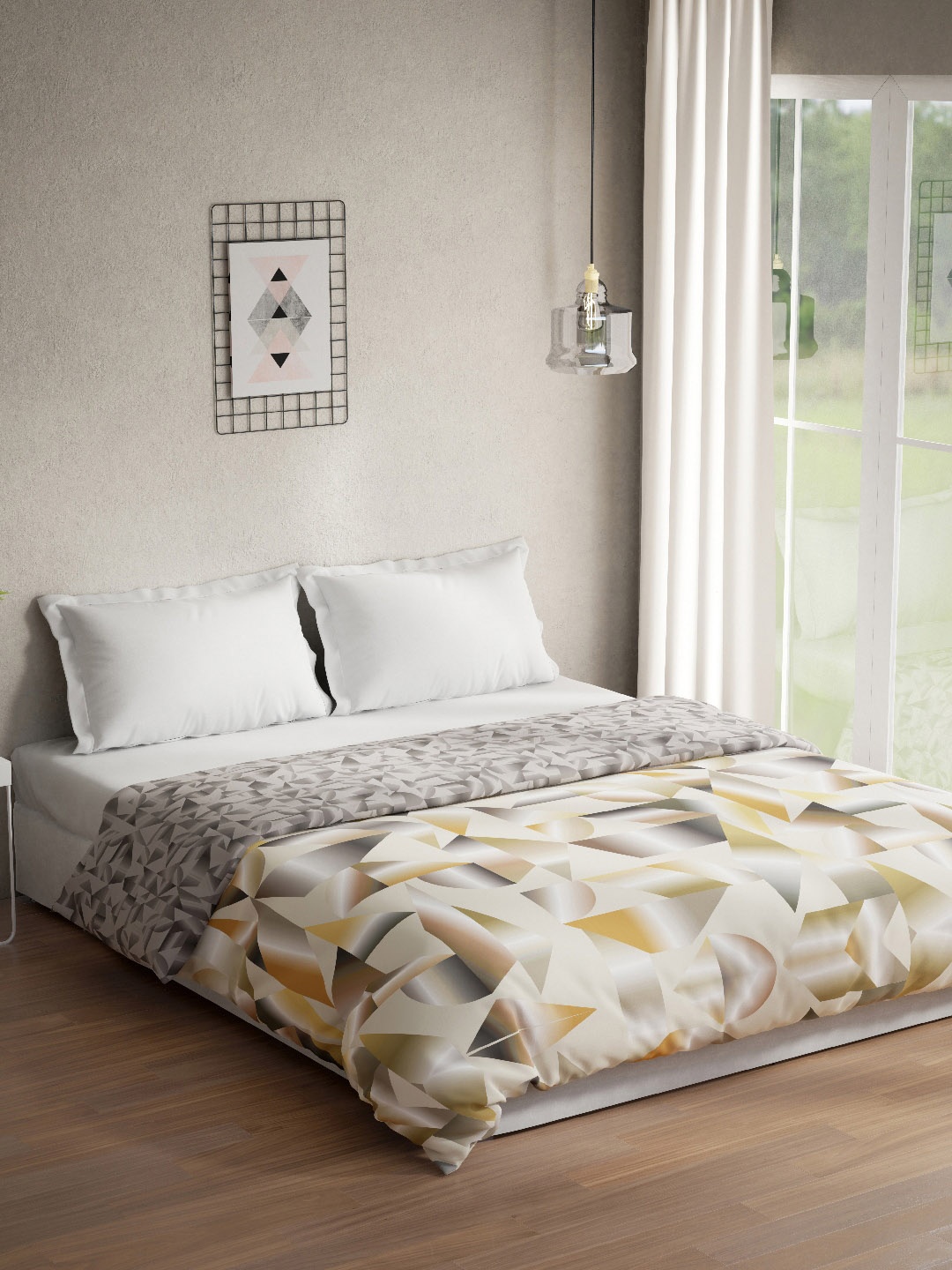 

DDecor Brown Abstract Pure Cotton 150 GSM Reversible Duble Quilt