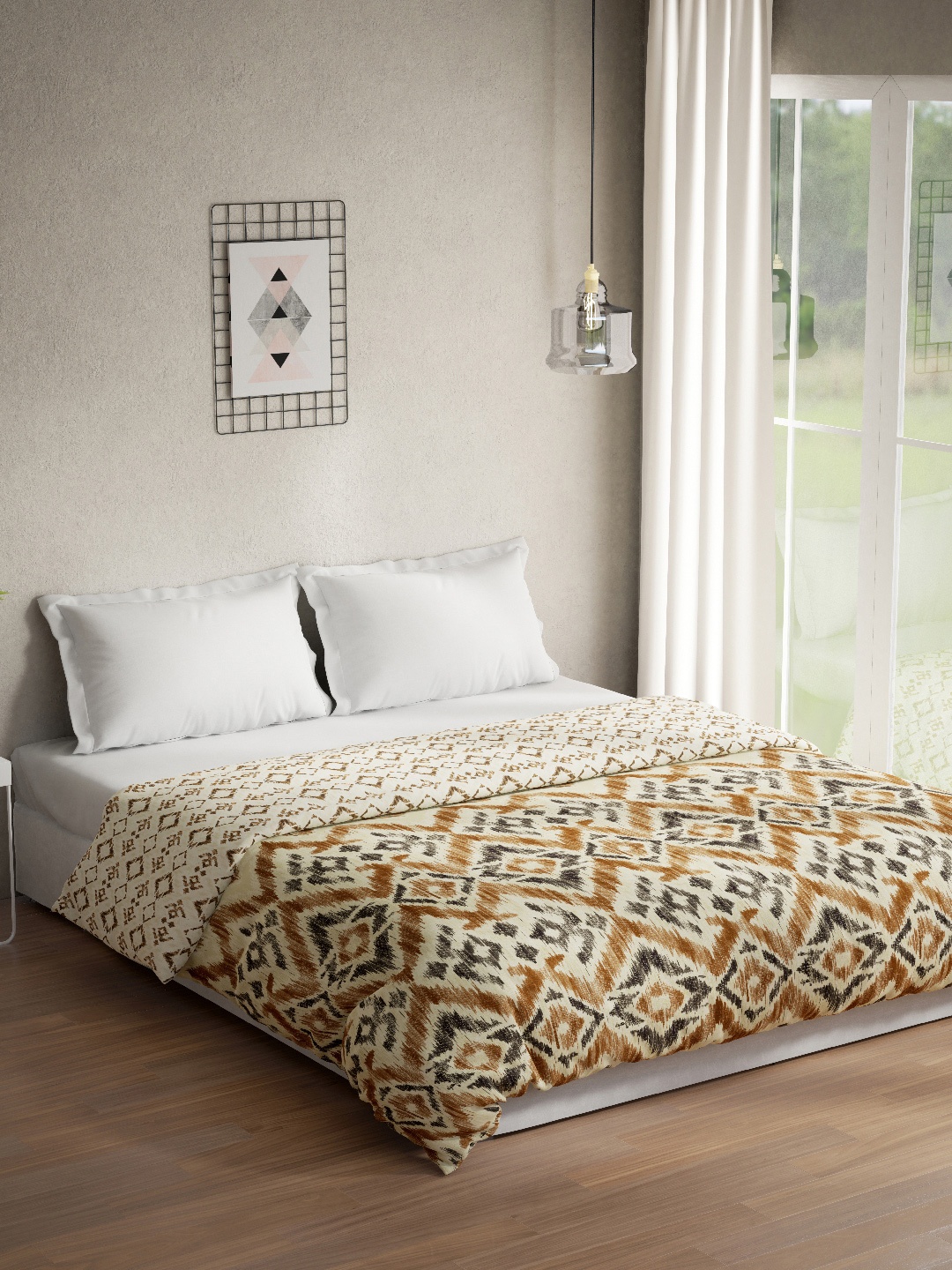 

DDecor Ethnic Motifs Mild Winter 150 GSM Cotton Double Bed Quilt, Brown
