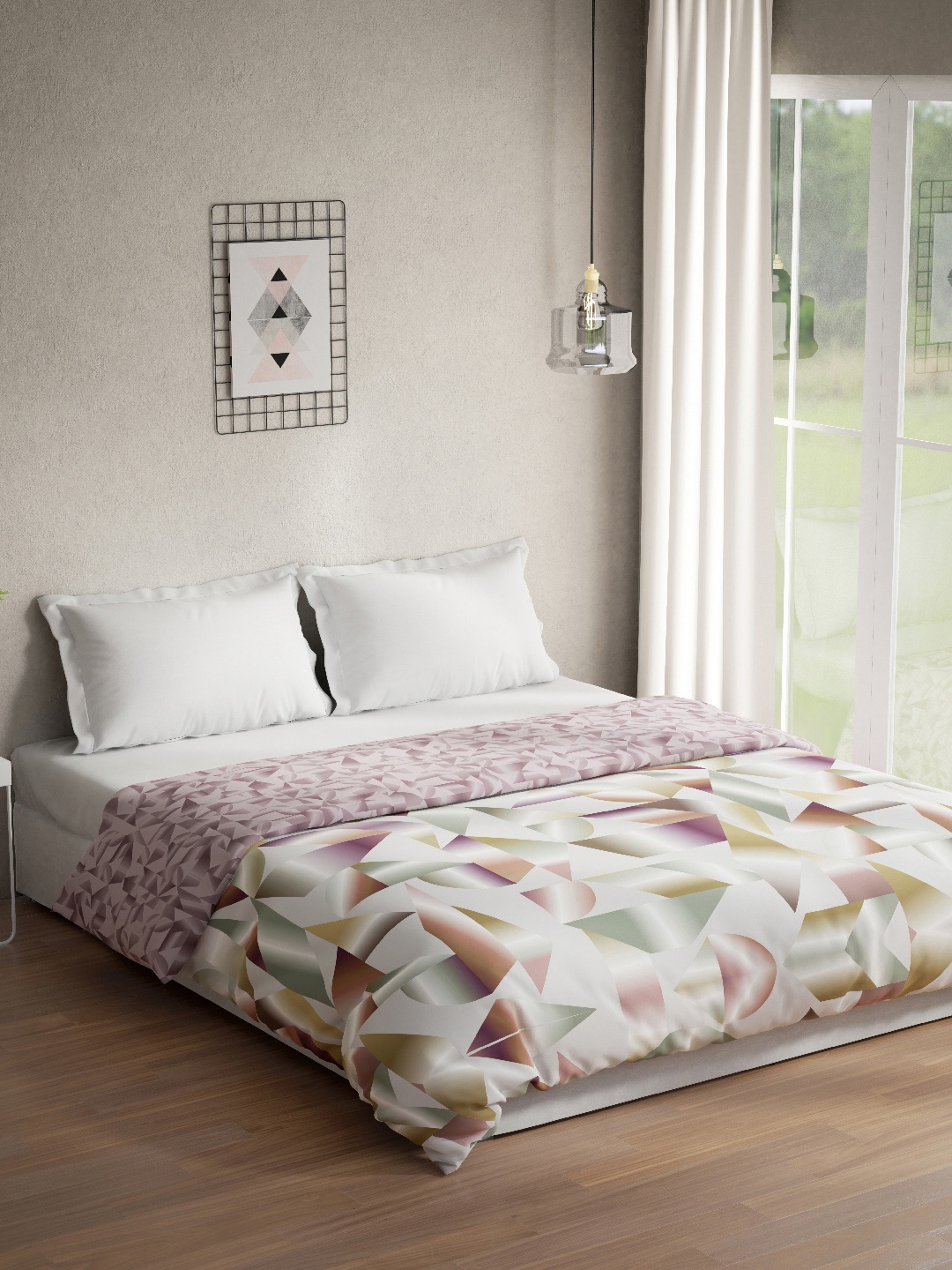 DDecor Purple Abstract Pure Cotton 150 GSM Reversible Duble Quilt