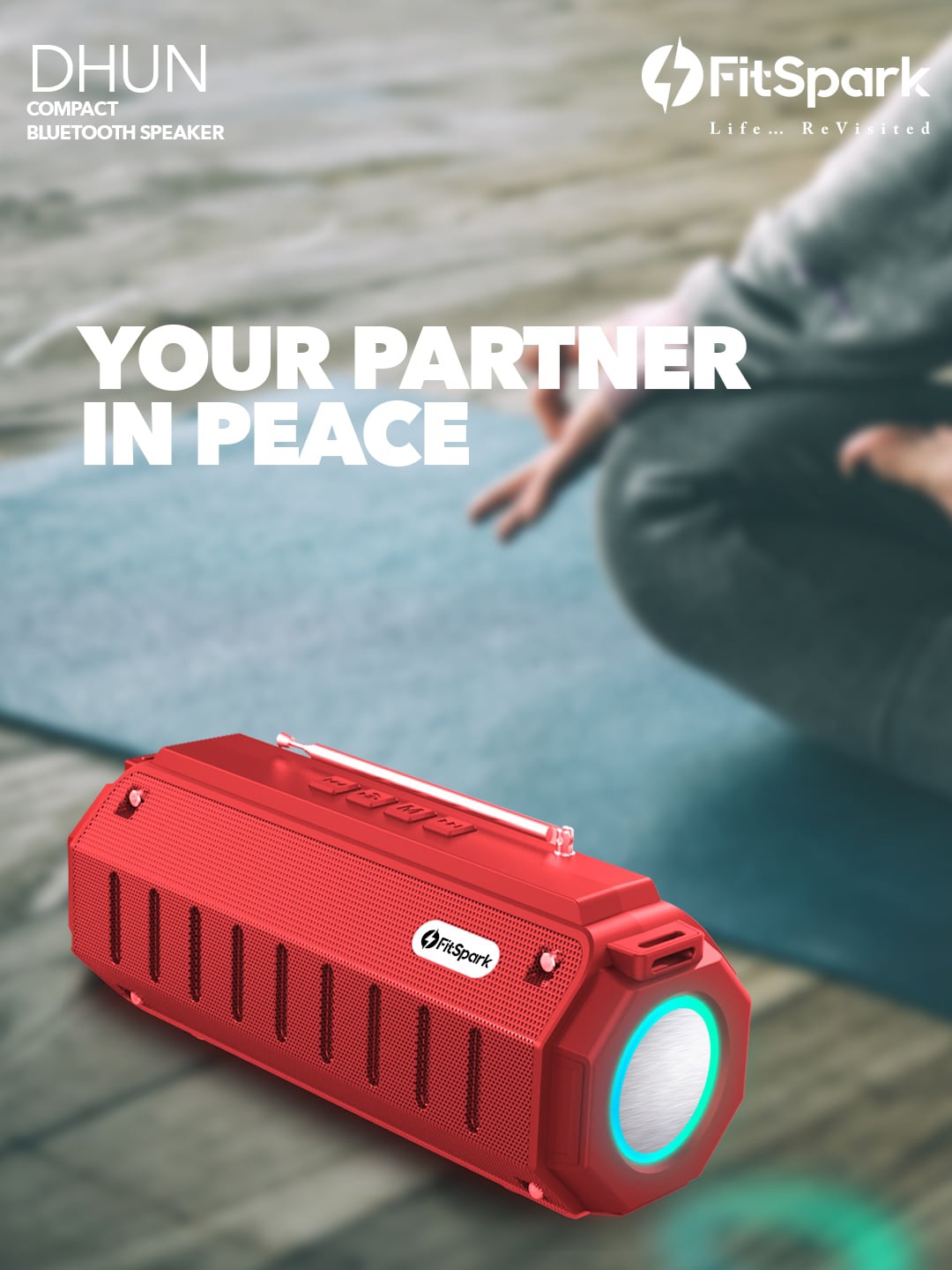 

FitSpark Red Solid DHUN Portable Wireless Speaker With LED Lights
