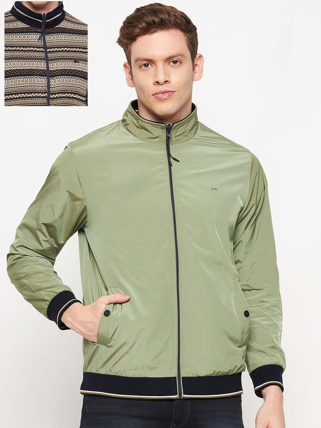 

Okane Men Olive Green Reversible Bomber Jacket