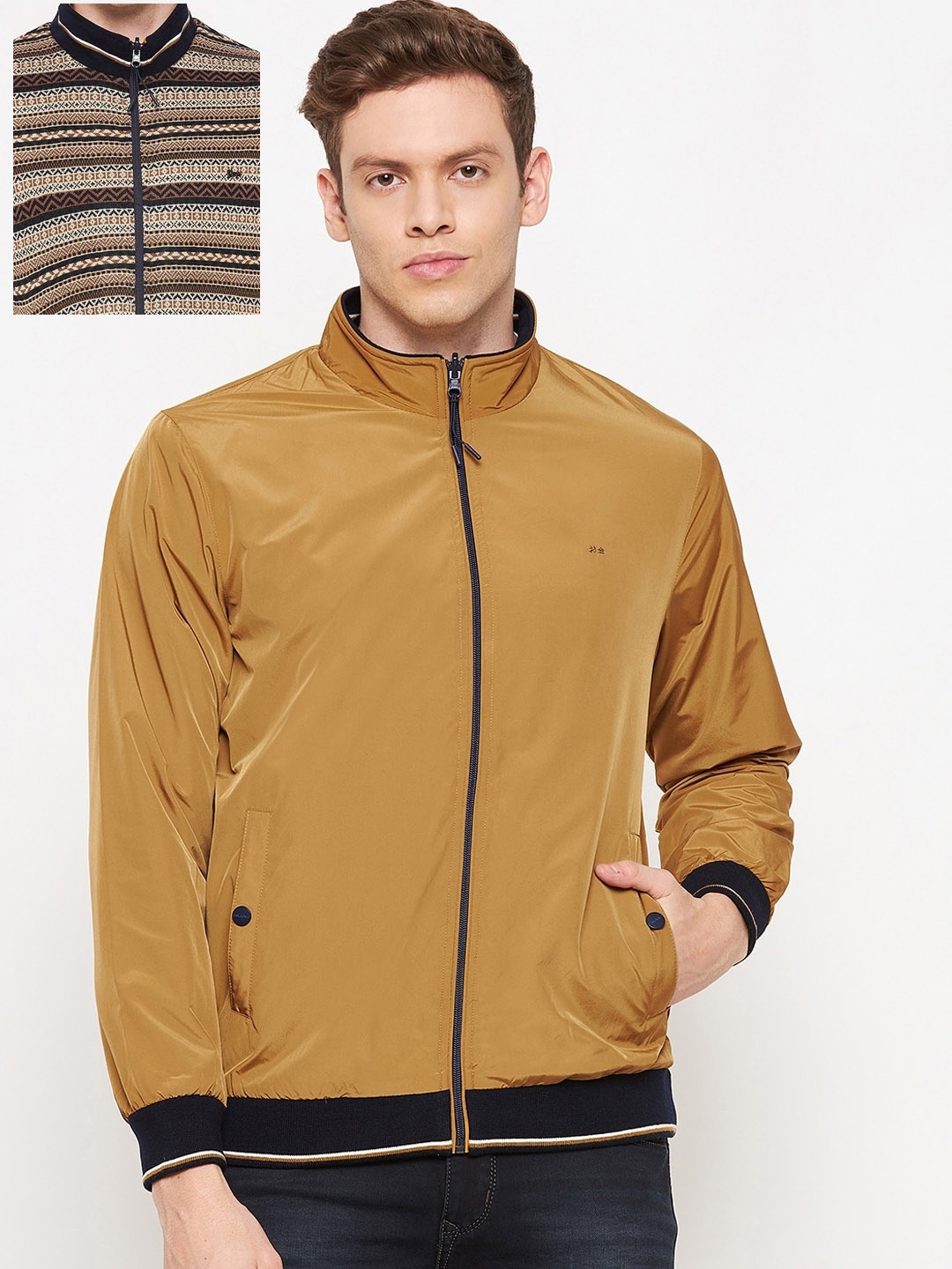

Okane Men Mustard Reversible Bomber Jacket