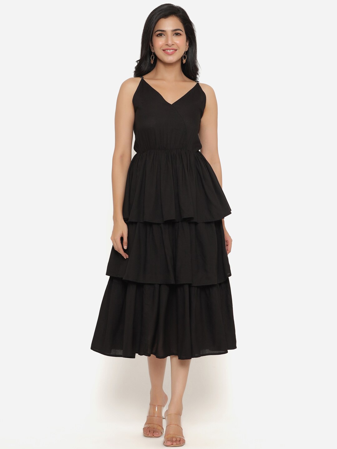 

PURSHOTTAM WALA Women Black Liva Midi Dress