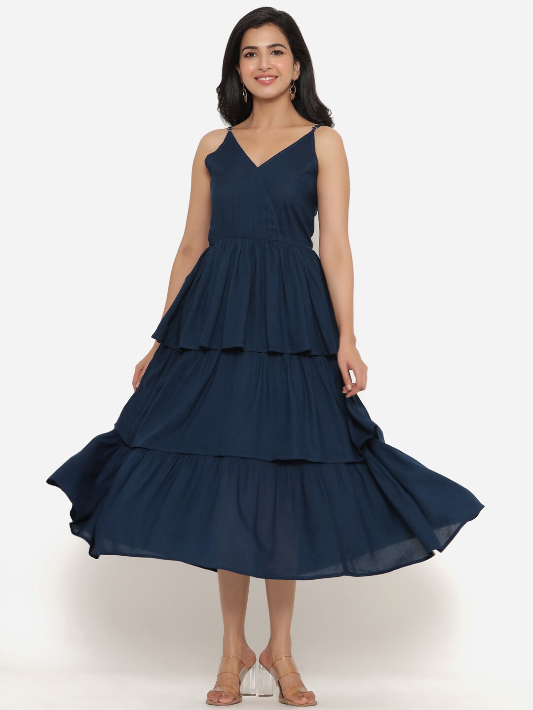 

PURSHOTTAM WALA Women Teal Liva Midi Dress