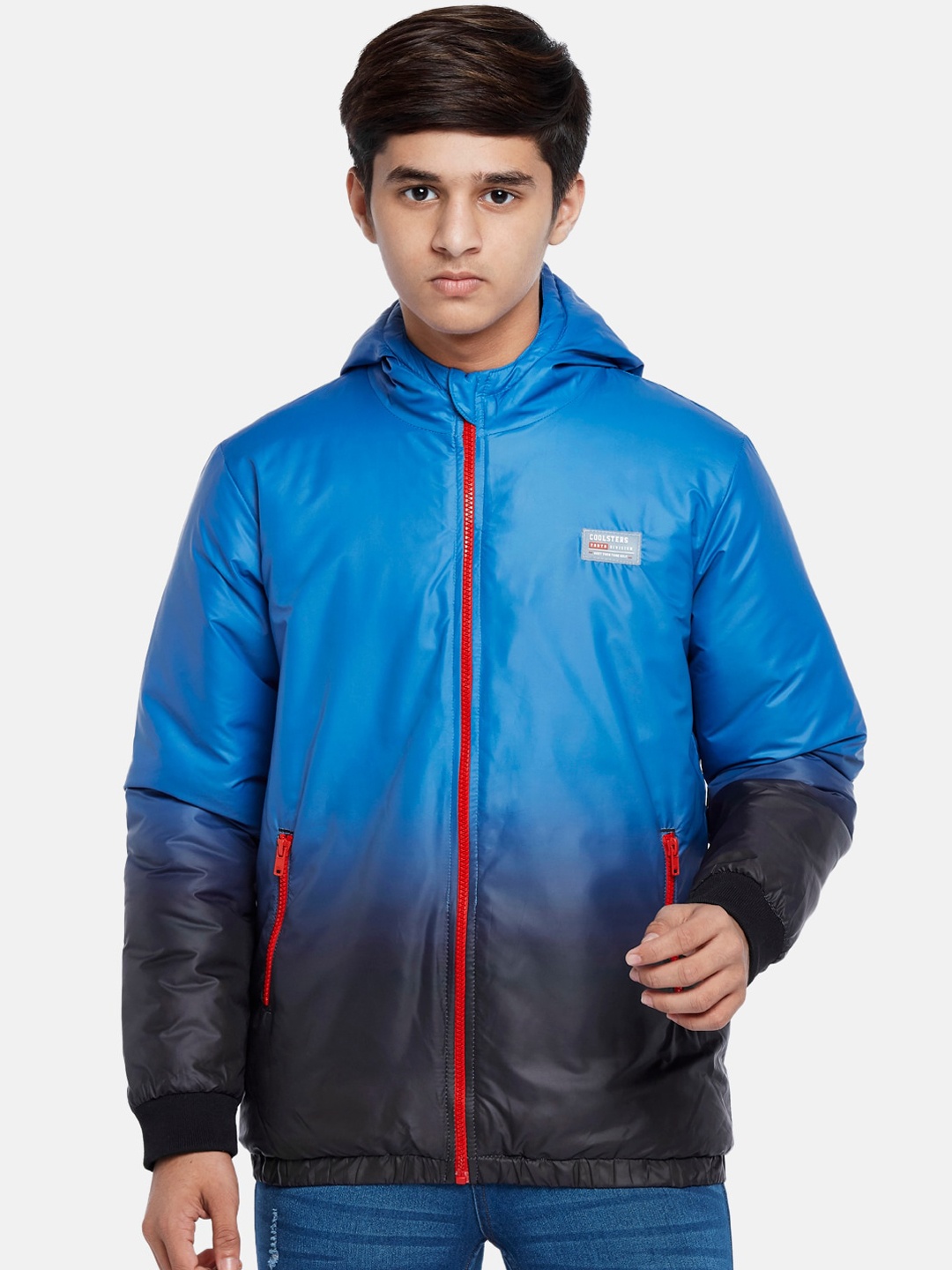 

Coolsters by Pantaloons Boys Blue & Black Colourblocked Open Front Jacket