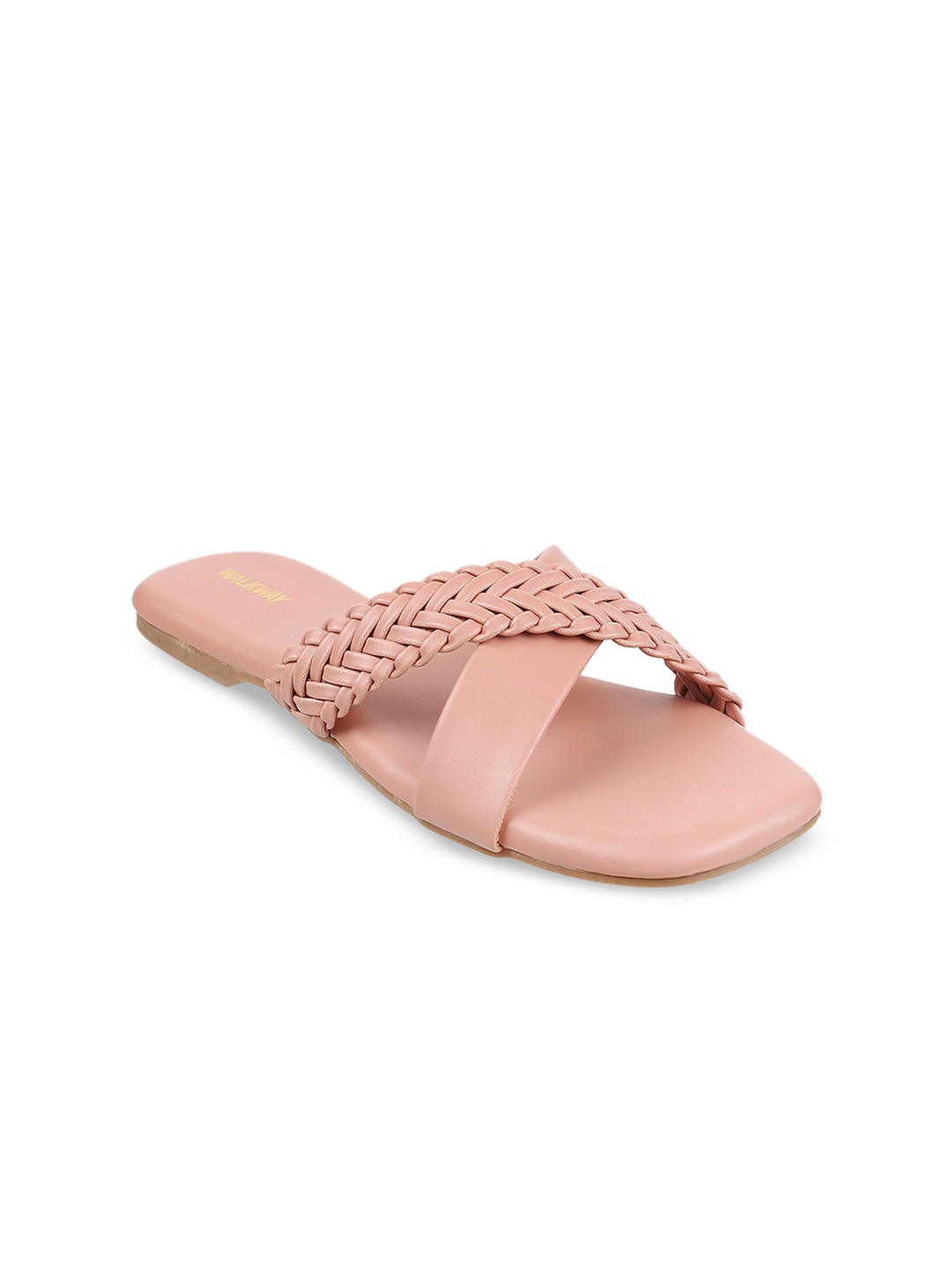 

WALKWAY by Metro Women Open Toe Flats with Laser Cuts, Peach